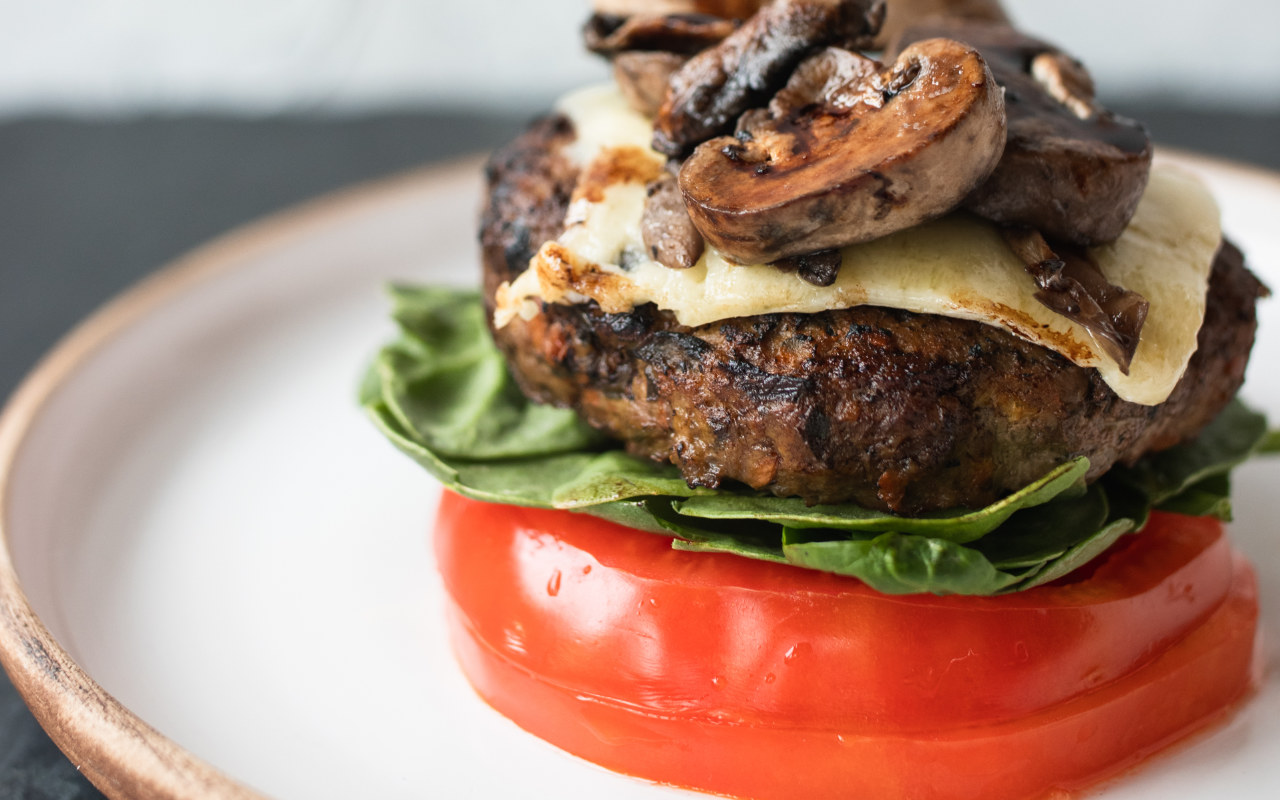 Gluten-Free Spinach and Mushroom Burger