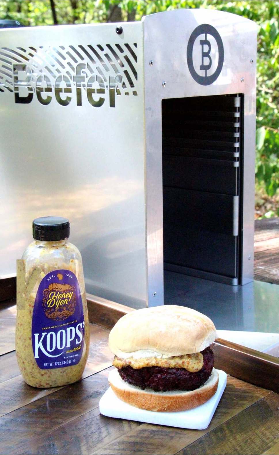 koops' mustard and beefer with burger