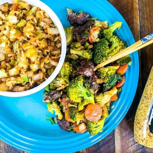 Spicy Cabbage Rice [Whole30, keto], BurgerFit Friday w/ Koops' Mustard